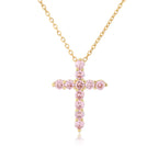 HECHENG,High Quality Crystal Shiny Zirconia Cubic Zircon Necklace Pendant Cross Jesus Christ Gold Colour Jewelry Gift for Women