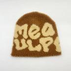New Ins Popular Unisex Autumn Funny Hat Mink Fur Winter Women's Cap With Letter Beanies Hat Men Warm Soft Skullies Bonnets Gift