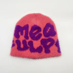 New Ins Popular Unisex Autumn Funny Hat Mink Fur Winter Women's Cap With Letter Beanies Hat Men Warm Soft Skullies Bonnets Gift