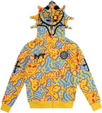 Skeleton Print Hoodie Cosplay Costume Zipper Jacket Long Sleeve Top Causal Hooded Sweatshirt Fashion Streetwear for Adult