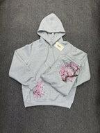 Oversized Sakura Cherry Blossom Tree Hoodie Pants Set Gray Tracksuit with Japanese Floral Design Trendy Y2K Streetwear Fashion