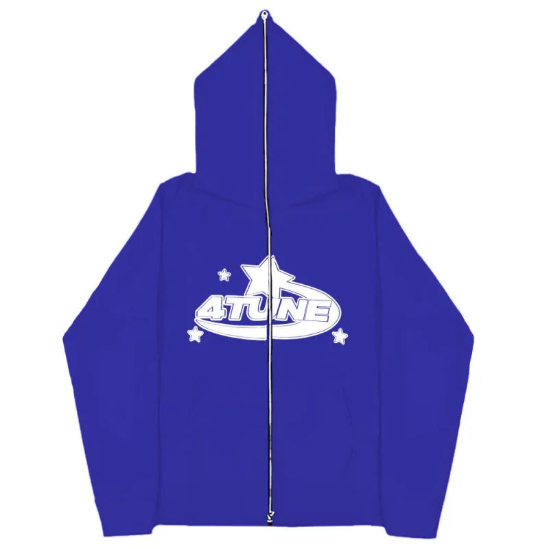 Dark Sport Hoodie Zipper Men's Large Size Couple Gothic Harajuku Streetwear Printed Loose Fit Long Sleeve Sweatshirt