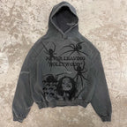 2022 high street style sweater hoodie red bloody hand print hoodie new men's and women's top punk print