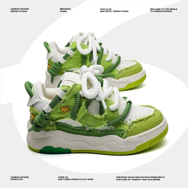 Women Shoes for Men Tennis Retro Y2K Punk Canvas Leather Skateboard Shoes Fashion Male Sneakers Couple Outdoor Sport Casual Shoe