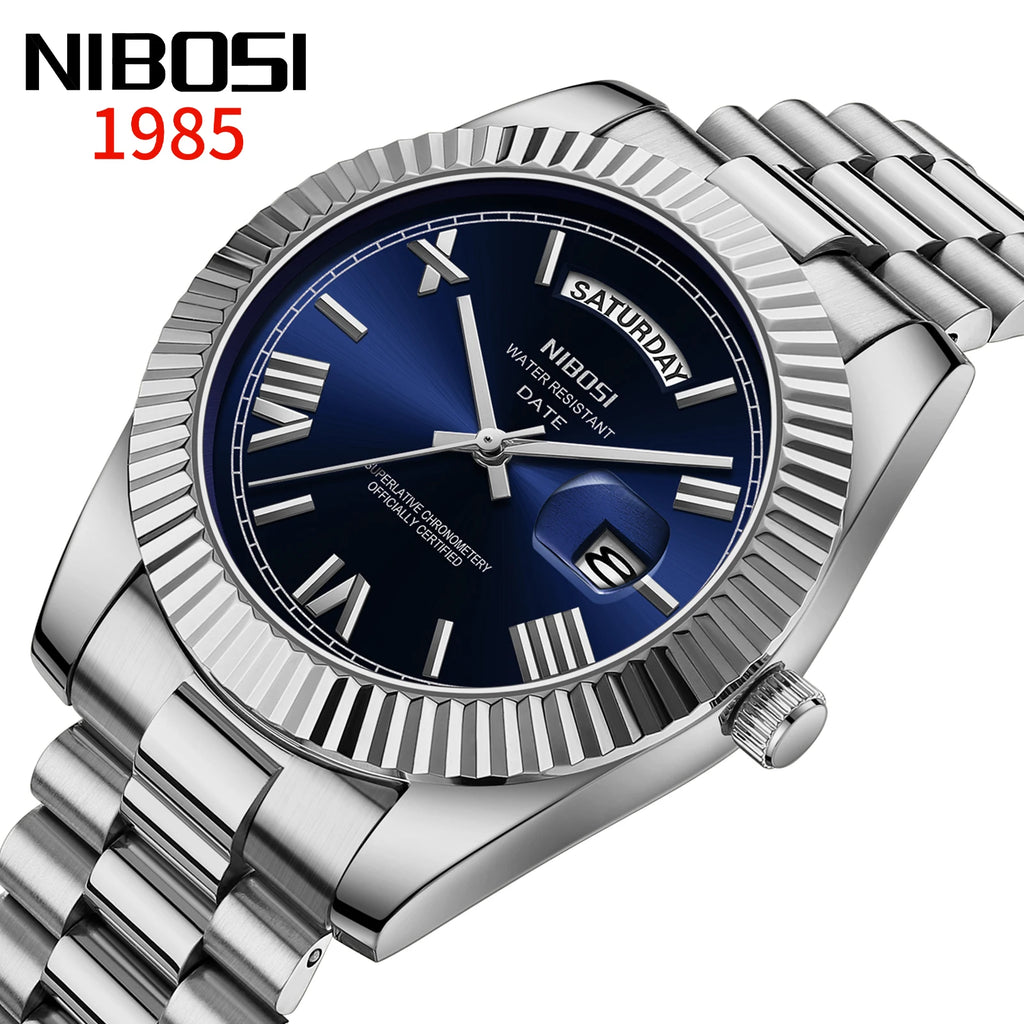 NIBOSI Brand Luxury Quartz Watches For Men Fashion Date Display Luminous Fashion Stainless Steel Men's Watch relogios masculino