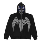 Couple's Street Hip Hop Skull Rhinestone Print Full Zip Hoodie Halloween Y2K Jacket Sweater Top Coat Hoodie