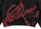 2022 high street style sweater hoodie red bloody hand print hoodie new men's and women's top punk print