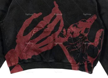 2022 high street style sweater hoodie red bloody hand print hoodie new men's and women's top punk print