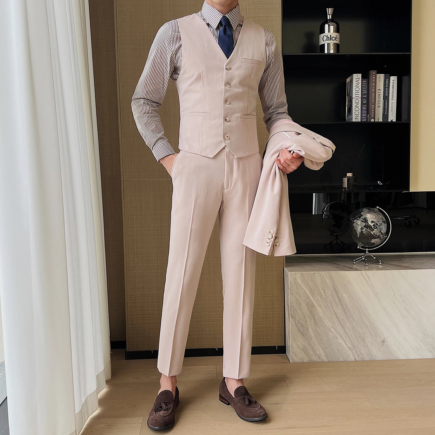 High-quality, fashionable and stylish casual suit set in three colors, a versatile men's professional suit set for spring and su