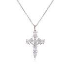 HECHENG,High Quality Crystal Shiny Zirconia Cubic Zircon Necklace Pendant Cross Jesus Christ Gold Colour Jewelry Gift for Women