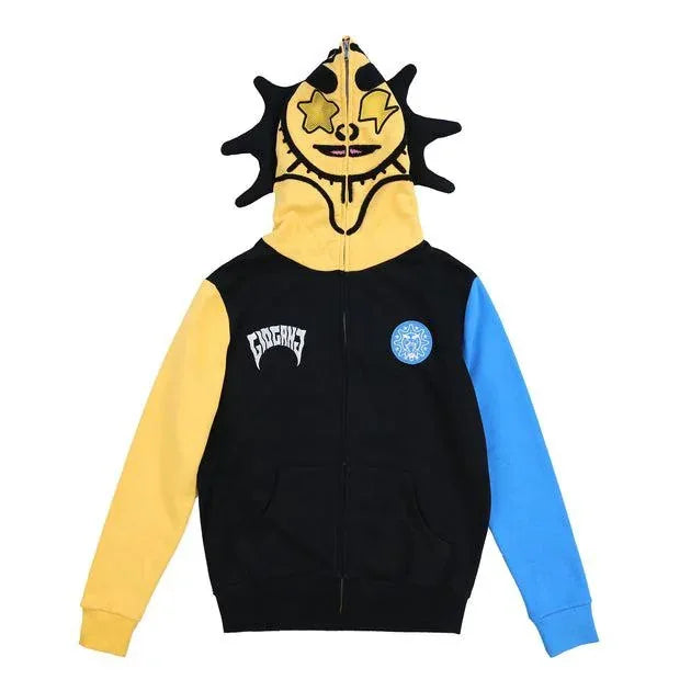 Skeleton Print Hoodie Cosplay Costume Zipper Jacket Long Sleeve Top Causal Hooded Sweatshirt Fashion Streetwear for Adult