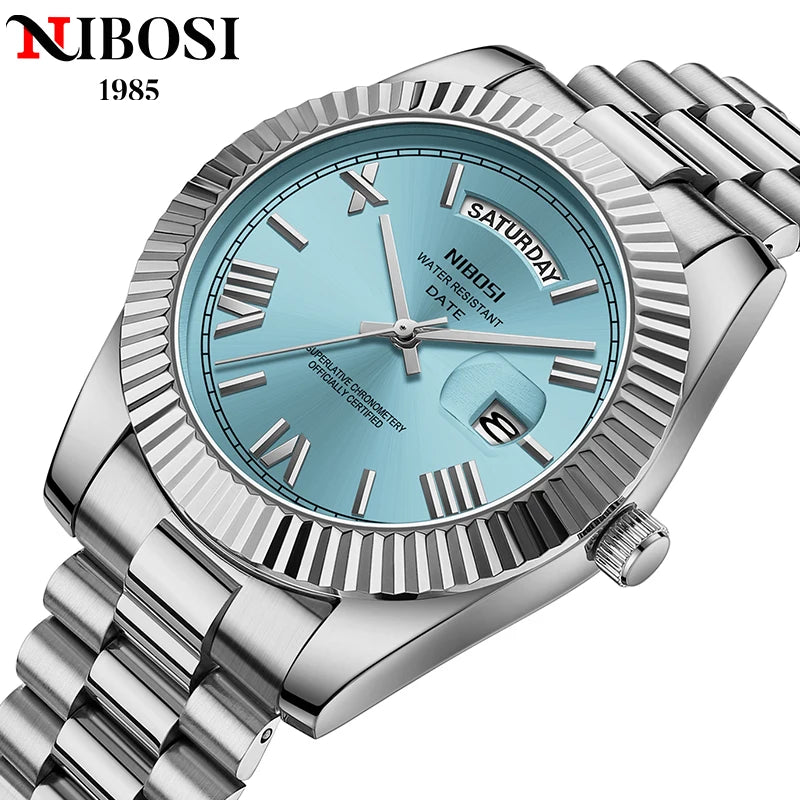 NIBOSI Brand Luxury Quartz Watches For Men Fashion Date Display Luminous Fashion Stainless Steel Men's Watch relogios masculino