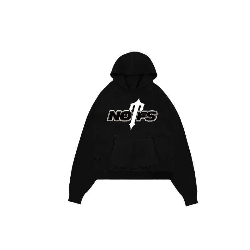Gothic Street Style Hoodie Sweatshirt Letter Print Set Polyester Fiber Long Sleeve Casual Comfortable Unisex Adult Clothing