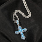 Trend Cross Pendant Necklaces Fashion Hip Hop Rapper's Iced Out Zirconia Stainless Steel Rope Chain on Neck HommeJewelry OHP141