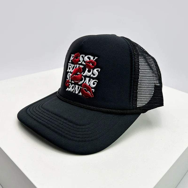 New Men Women American Style Embroidered Letters Lip  Baseball Hats Sunshade Versatile Breathable Niche Truck Cap Fashion Street