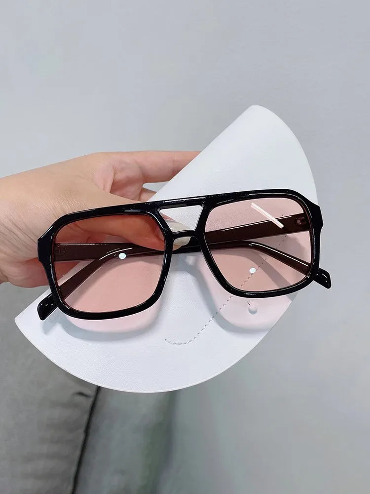 Fashion Square Sunglasses Women Vintage Frame Female Double Beam Sun Glasses Ocean Gradient Retro Designer Outdoor Oculos De Sol